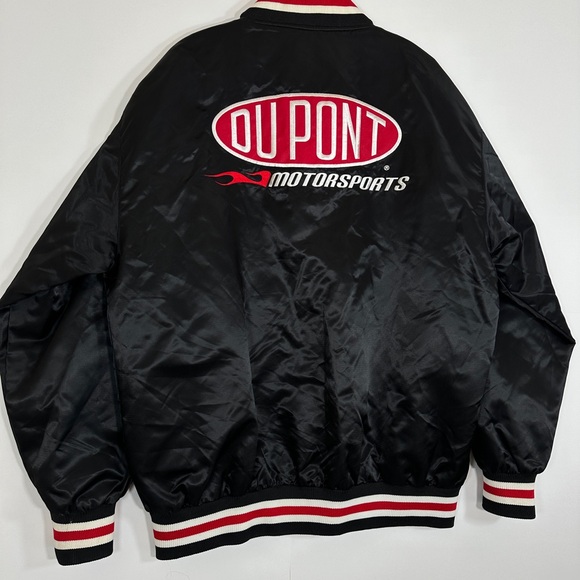 Chase Authentics Jeff Gordon Nascar Mens Satin Bomber Jacker Large Black DuPont - Picture 3 of 10